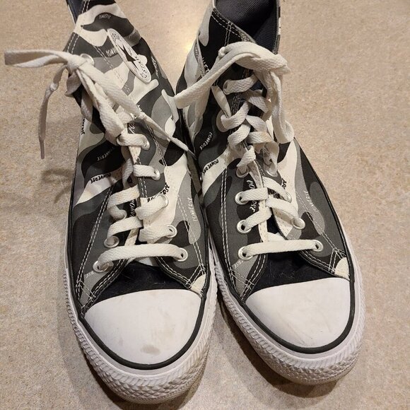 CONVERSE High Top Black White Gray Sneakers Shoes Unisex Men 11 Women 13 - Picture 3 of 8